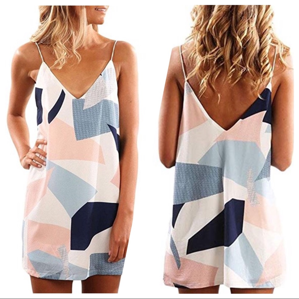 💕🆕Gabriela Modern Geo Slinky Slip Dress💕NWT💕